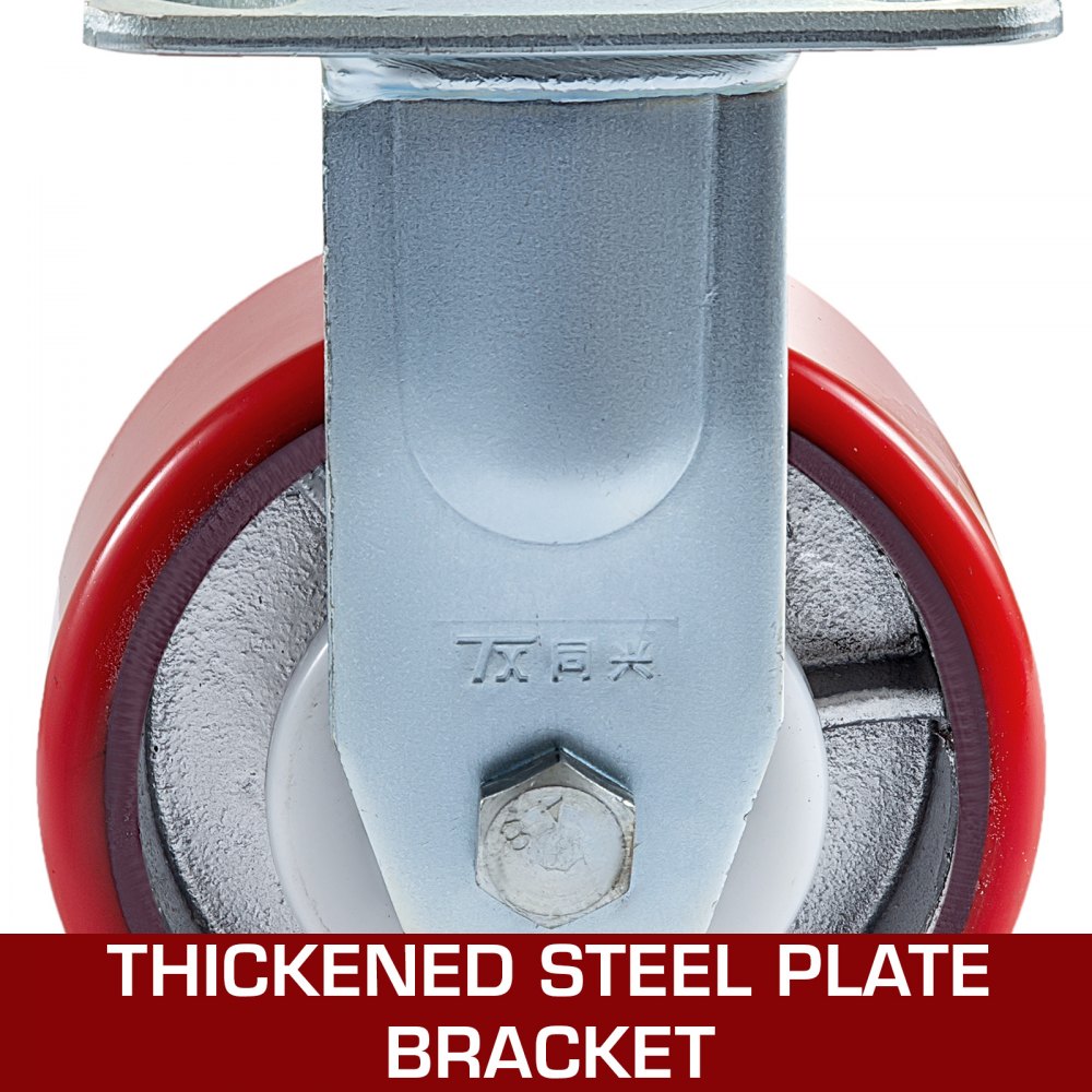 VEVOR 4 Pack 5 x 2 Inch Caster Wheels 2 Rigid and 2 Swivel Casters with Dual Locking Polyurethane Iron Core Plate 800LBS Capacity per Wheel