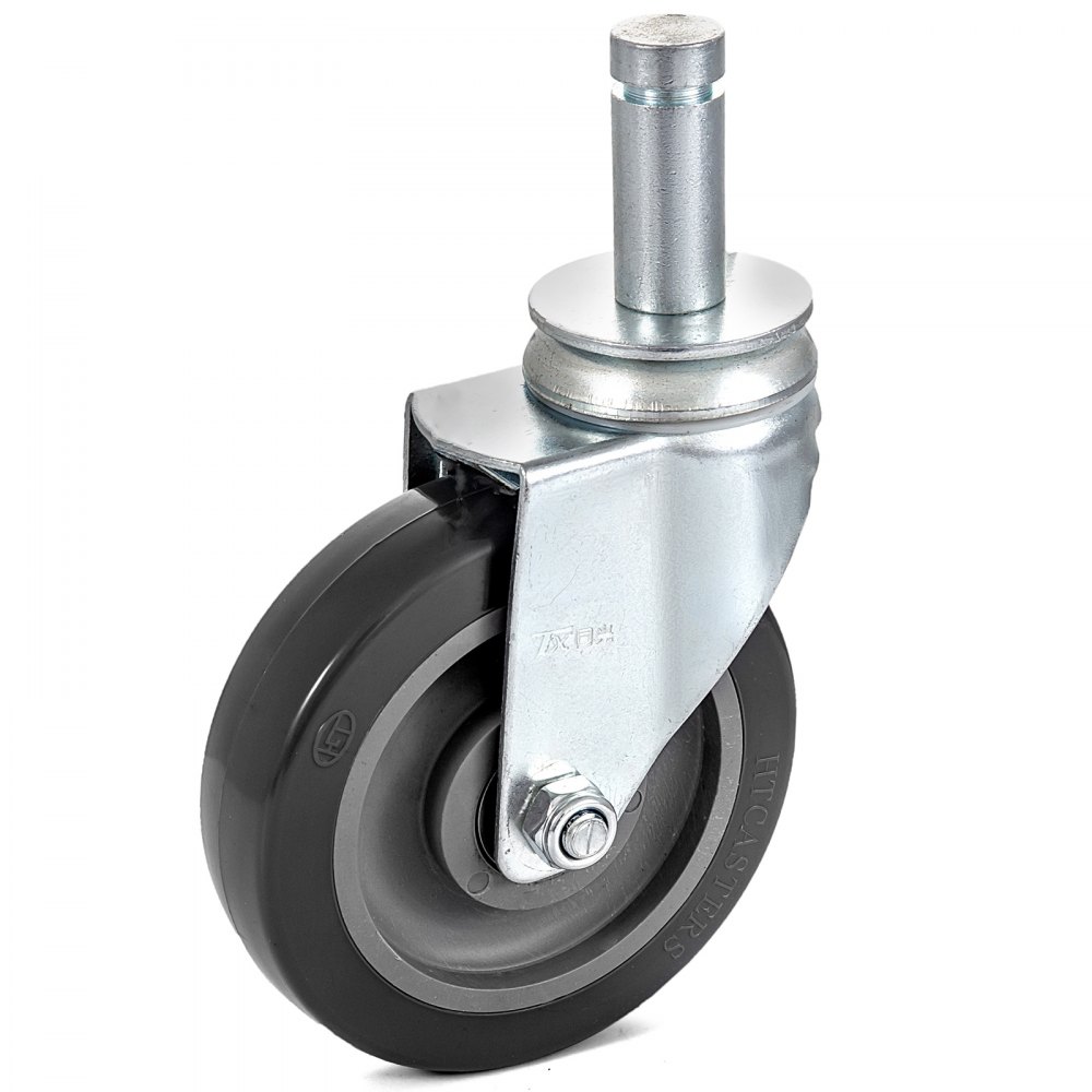 4 Pack 5" Heavy Duty Scaffolding Steel Core Polyurethane Swivel Casters With Side Brake 260LBS Capacity Per Wheel