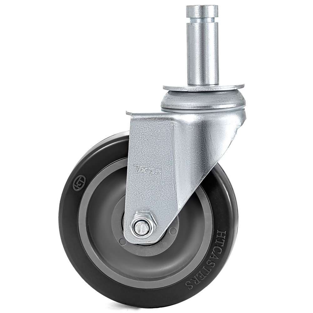 4 Pack 5" Heavy Duty Scaffolding Steel Core Polyurethane Swivel Casters With Side Brake 260LBS Capacity Per Wheel
