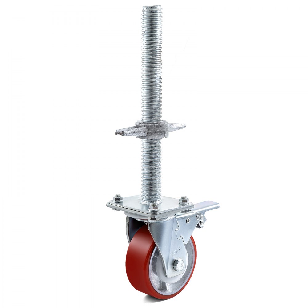 VEVOR 4 Pack 5 Inch Iron Core Polyurethane Swivel Caster With Dual Locking Brake Adjustable Legs 1100LBS Capacity per Wheel