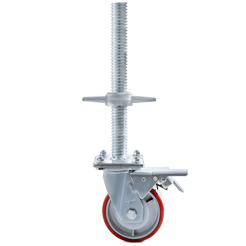 VEVOR 4 Pack 5 Inch Iron Core Polyurethane Swivel Caster With Dual Locking Brake Adjustable Legs 1100LBS Capacity per Wheel