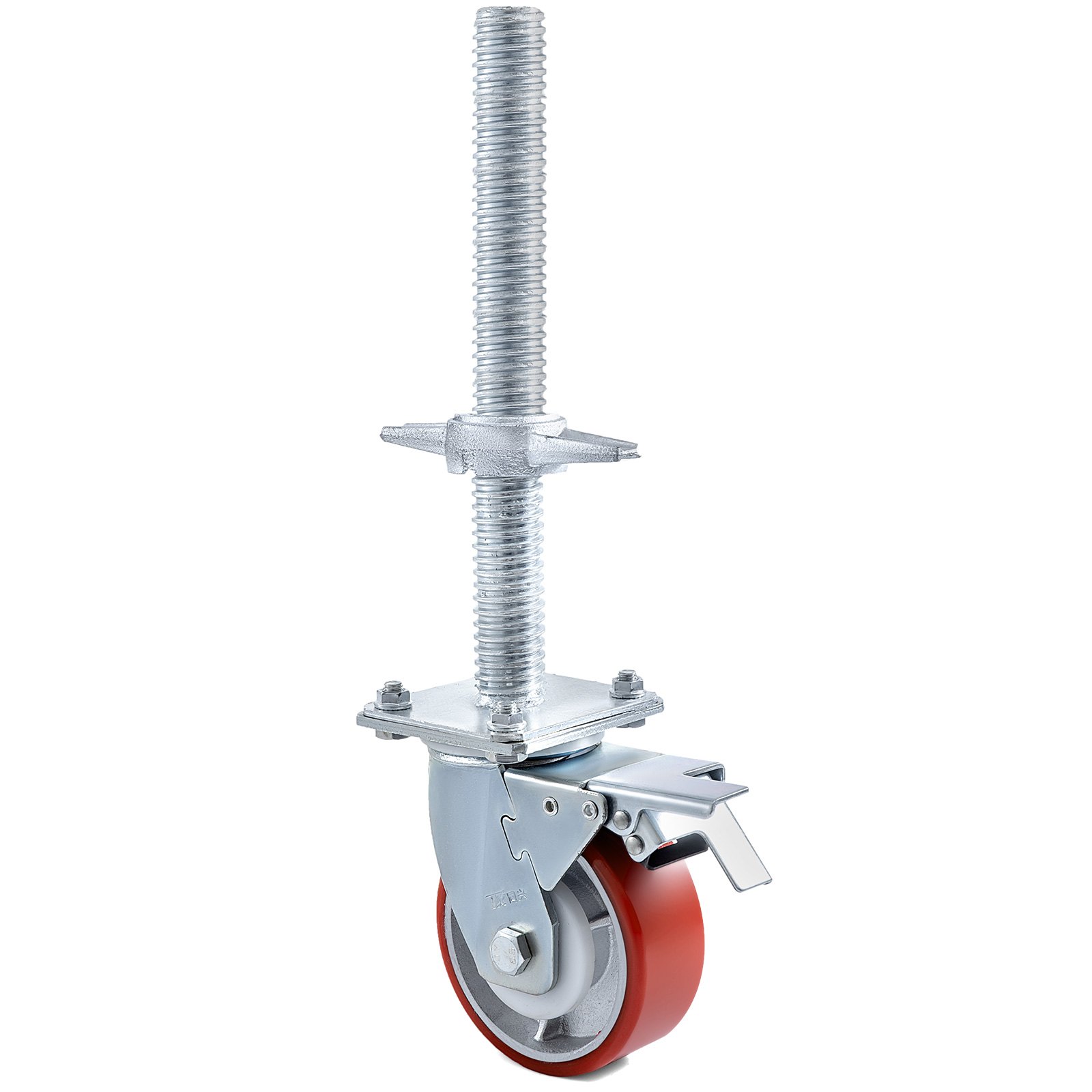 VEVOR 4 Pack 5 Inch Iron Core Polyurethane Swivel Caster With Dual Locking Brake Adjustable Legs 1100LBS Capacity per Wheel