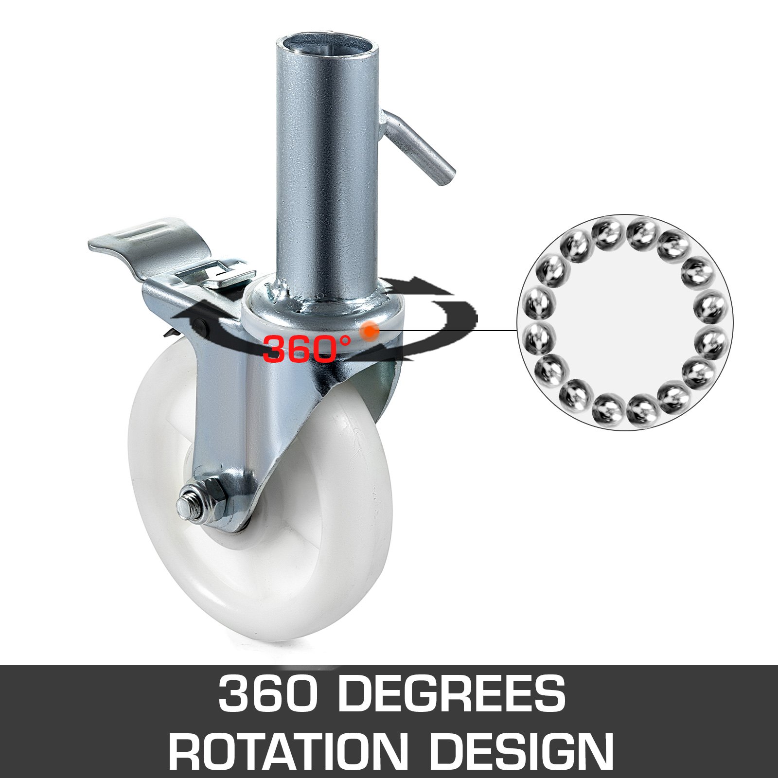 VEVOR 4 Pack 5 Inch Scaffolding PP Swivel Casters with Dual Locking Heavy Duty Casters 260LBS Capacity per Wheel