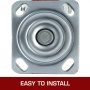 VEVOR 4 Pack 15.24 x 5.08 cm Caster Wheels 2 Rigid and 2 Swivel Casters with Side Brake Polyurethane Iron Core Plate 453.59 kg Capacity Per Wheel