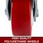VEVOR 4 Pack 6 x 2 Inch Caster Wheels 2 Rigid and 2 Swivel Casters with Side Brake Polyurethane Iron Core Plate 1000LBS Capacity Per Wheel