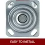 VEVOR 4 Pack 6 x 2 Inch Caster Wheels 2 Rigid and 2 Swivel Casters with Side Brake Polyurethane Iron Core Plate 1000LBS Capacity Per Wheel