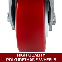 VEVOR Paquete de 4 ruedas giratorias de 6 x 2 pulgadas, 2 ruedas rígidas y 2 giratorias con freno lateral, placa de núcleo de hierro de poliuretano, capacidad de 1000 libras por rueda