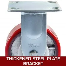 VEVOR 4 Pack 6 x 2 Inch Caster Wheels 2 Rigid and 2 Swivel Casters with Side Brake Polyurethane Iron Core Plate 1000LBS Capacity Per Wheel