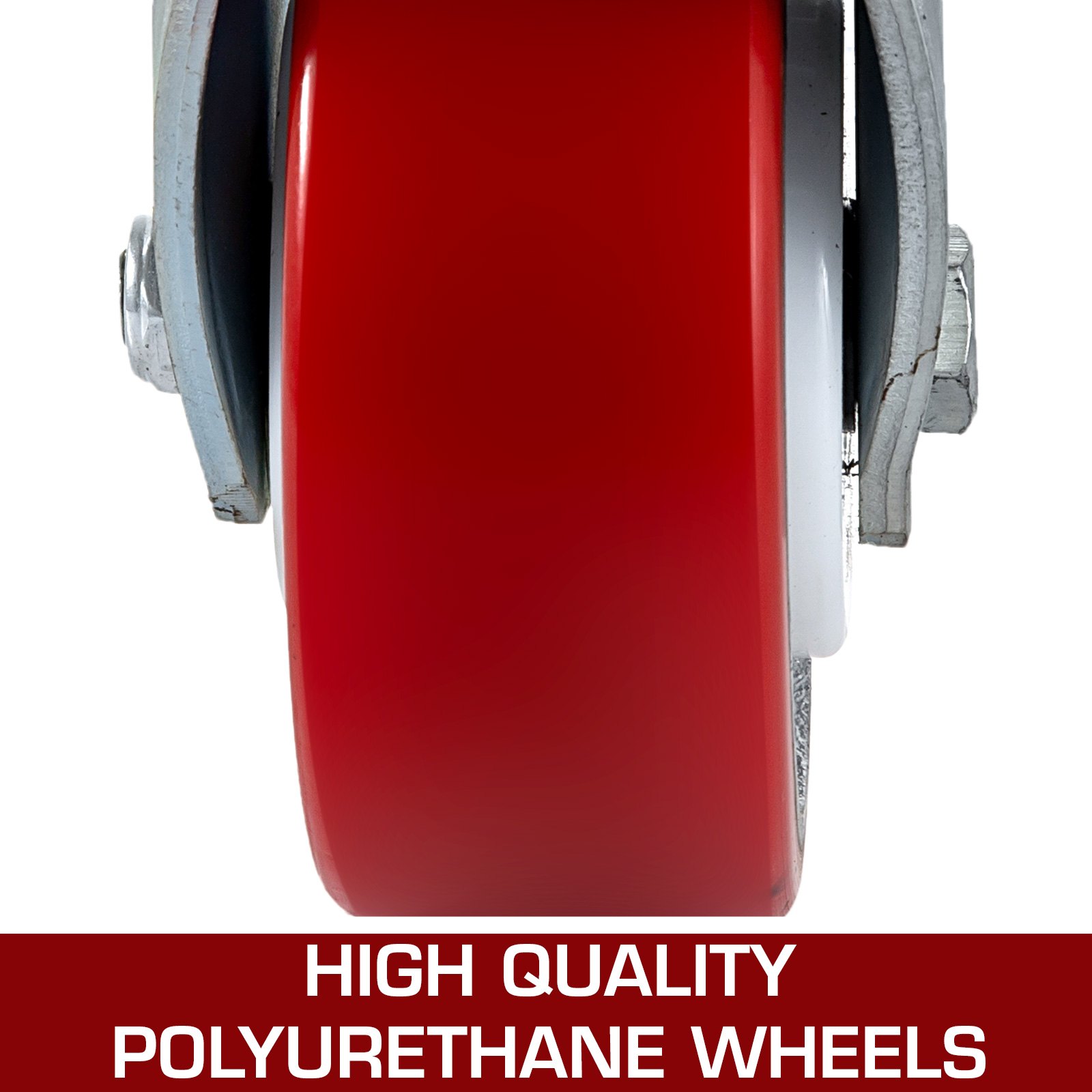 red polyurethane VEVOR caster wheels with metal bracket. high quality emphasized.