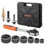 VEVOR Knockout Punch Set, 1/2 to 2 inch SLUG-Buster Ratchet Knockout Set, Ratchet Wrench Knockouts Punch Sets for Aluminum, Mild steel, Fiberglass, Plastics, 6 Die Sizes, 40Cr Steel Ko Tool Kit