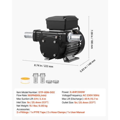 Elektriline kütusepump 60 l/min, 370 W — pilt 7