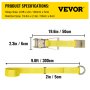 VEVOR Ratchet Tie Down Straps, 2'' x 9.8' Heavy Duty Ratchet Straps with Single Hook, 4000 lbs Working Load, 4 Pack Tie Down Set for Moving Motorcycle, Cargo & Daily Use