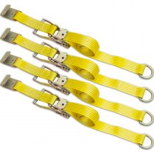 VEVOR Ratchet Tie Down Strap, 9.8Ft x 2in Polyester Ratchet Strap 4000 Lbs Working Load, 4 PCs Heavy Duty Car Strap with Single Hook, Car Tie Down Strap with Metal Ratchet, Security Fastening, Yellow