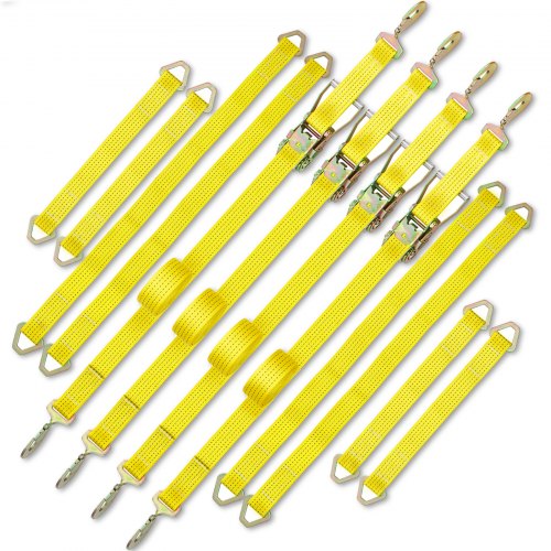 VEVOR Ratchet Tie Down Straps, 2'' x 15.6' Heavy Duty Ratchet Straps with Snap Hooks, 4000 lbs Working Load, 4 Pack Tie Down Set Includes 8 Axle Straps for Moving Motorcycle, Cargo & Daily Use