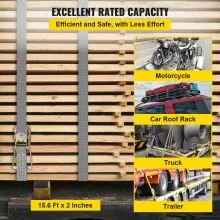 VEVOR Ratchet Tie Down Straps, 2'' x 15.6' Heavy Duty Ratchet Straps with Snap Hooks, 4000 lbs Working Load, 4 Pack Tie Down Set Includes 8 Axle Straps for Moving Motorcycle, Cargo & Daily Use