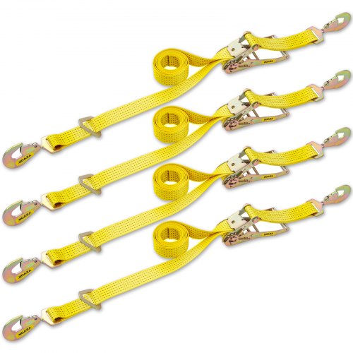 VEVOR Correas de amarre con trinquete, correas de trinquete resistentes de 2 x 15,6 pies con ganchos de presión, carga de trabajo de 4000 libras, juego de 4 amarres para motocicleta en movimiento, carga y uso diario
