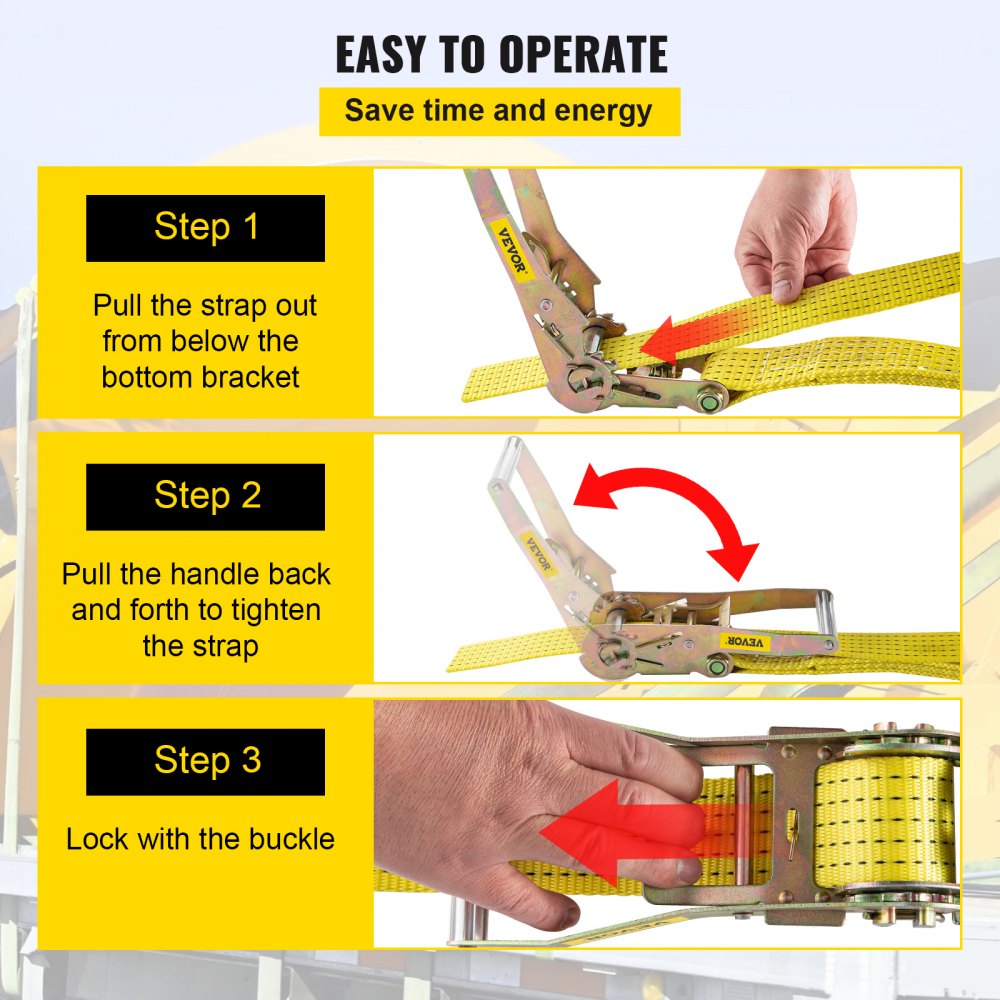 VEVOR Ratchet Tie Down Straps, 2'' x 15.6' Heavy Duty Ratchet Straps with Snap Hooks, 4000 lbs Working Load, 4 Pack Tie Down Set for Moving Motorcycle, Cargo & Daily Use