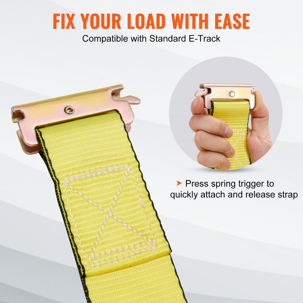 VEVOR Ratchet Tie Down Straps (8PK), 4400 lb Break Strength, E-Track Endless Ratchet with 8 Premium 2" x 15' Rachet Tie Downs Heavy Duty, for Moving Securing Cargo, Appliances, Lawn Equipment