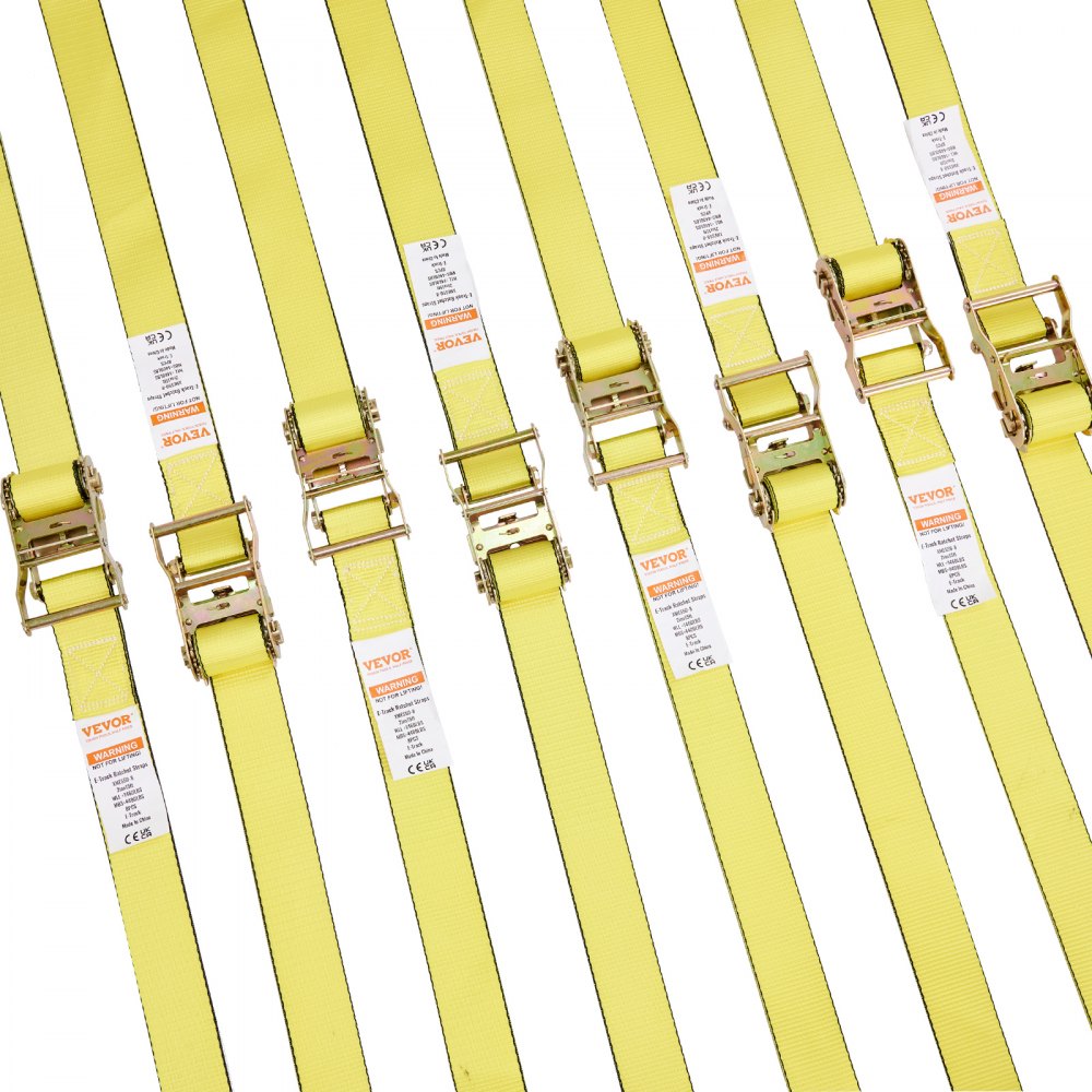 VEVOR Ratchet Tie Down Straps (8PK), 4400 lb Break Strength, E-Track Endless Ratchet with 8 Premium 2" x 15' Rachet Tie Downs Heavy Duty, for Moving Securing Cargo, Appliances, Lawn Equipment
