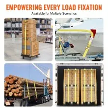 VEVOR Ratchet Tie Down Straps (8PK), 4400 lb Break Strength, E-Track Endless Ratchet with 8 Premium 2" x 15' Rachet Tie Downs Heavy Duty, for Moving Securing Cargo, Appliances, Lawn Equipment