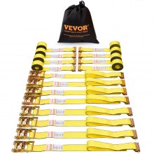 VEVOR Ratchet Tie Down Straps (8PK), 4400 lb Break Strength, E-Track Endless Ratchet with 8 Premium 2" x 15' Rachet Tie Downs Heavy Duty, for Moving Securing Cargo, Appliances, Lawn Equipment