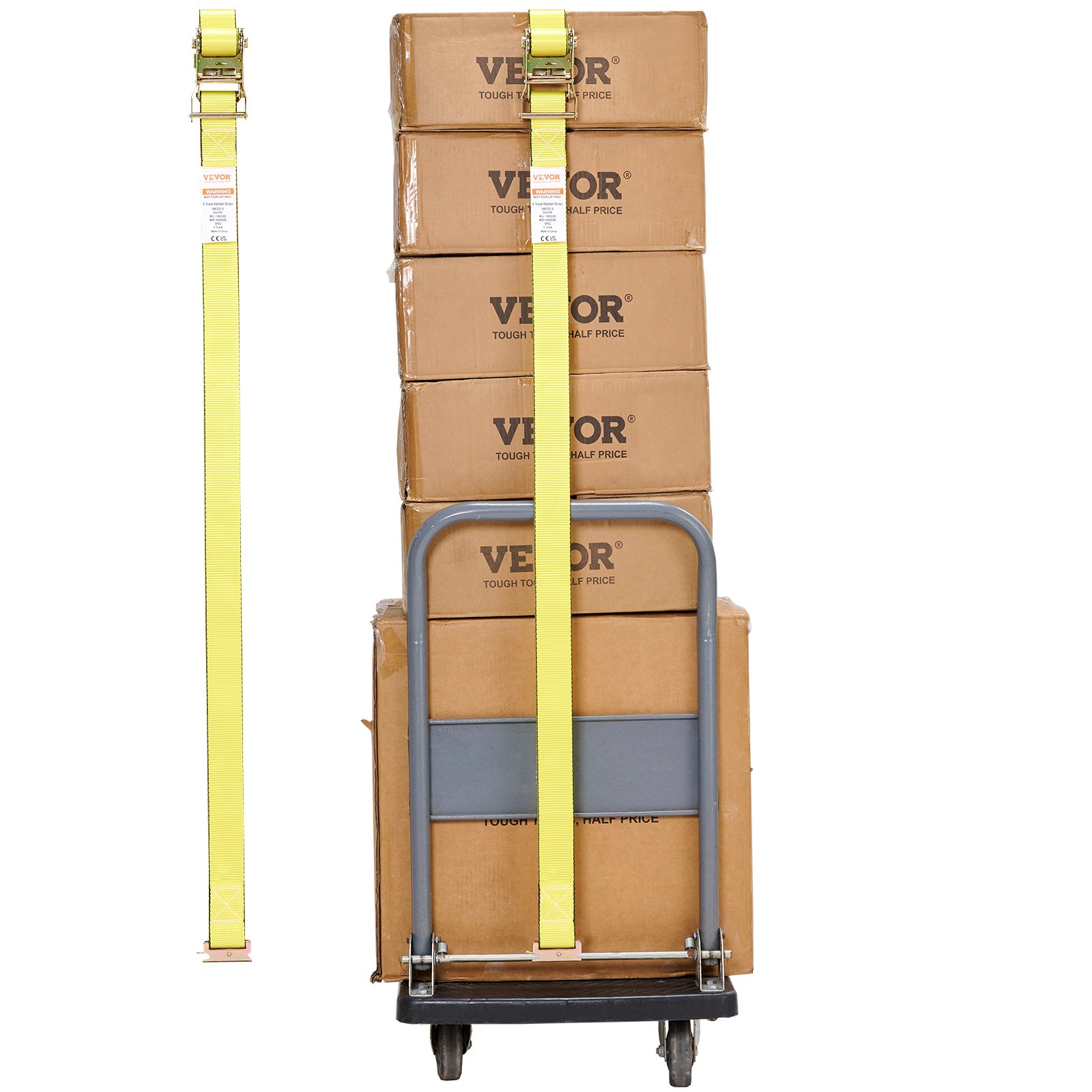 VEVOR Ratchet Tie Down Straps (8PK), 4400 lb Break Strength, E-Track Endless Ratchet with 8 Premium 2" x 15' Rachet Tie Downs Heavy Duty, for Moving Securing Cargo, Appliances, Lawn Equipment