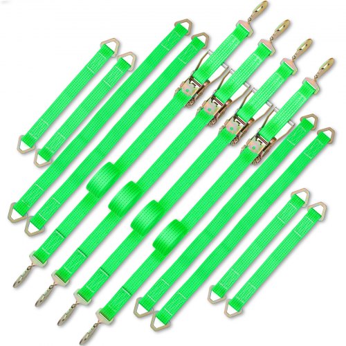 VEVOR Ratchet Tie Down Straps, 2'' x 15.6' Heavy Duty Ratchet Straps with Snap Hooks, 4000 lbs Working Load, 4 Pack Tie Down Set Includes 8 Axle Straps for Moving Motorcycle, Cargo & Daily Use