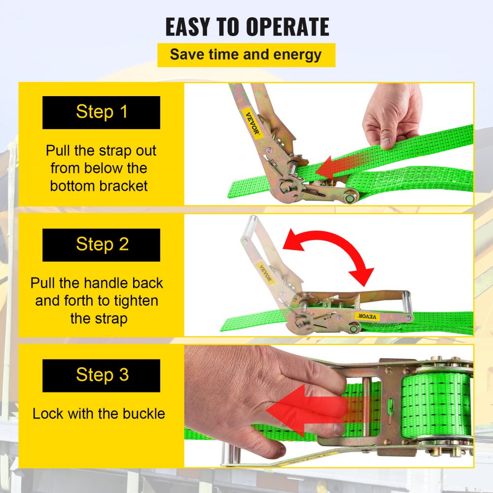VEVOR Ratchet Tie Down Straps, 2'' x 15.6' Heavy Duty Ratchet Straps with Snap Hooks, 4000 lbs Working Load, 4 Pack Tie Down Set Includes 8 Axle Straps for Moving Motorcycle, Cargo & Daily Use