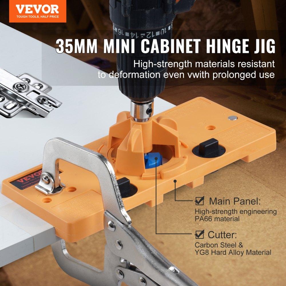 VEVOR Cabinet Hinge Jig, Concealed Hinge Jig with C-Type Clamp and