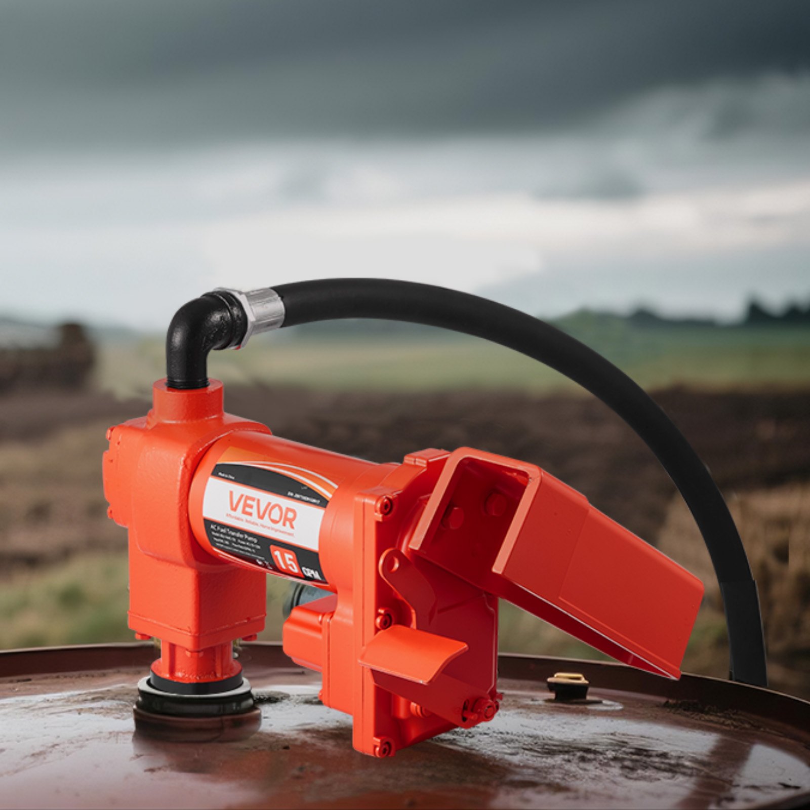 VEVOR Fuel Transfer Pump 230V, 15 GPM 57 L/min, AC Electric Oil Transfer Pump, with Auto Shut-Off Fuel Nozzle & Discharge Hose, High Flow Kit for Gasoline, Diesel, Kerosene, Biodiesel, Ethanol Blends