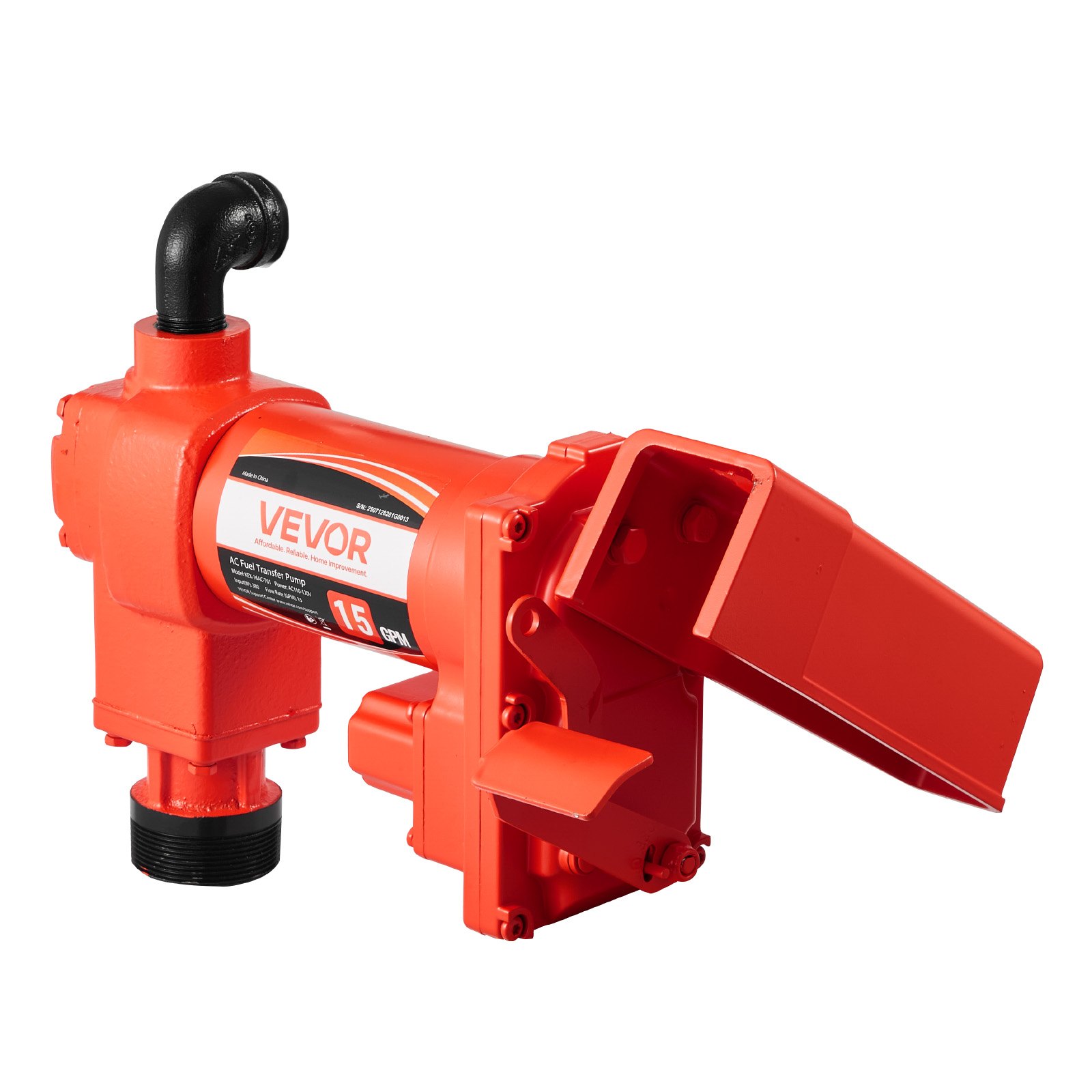 VEVOR Fuel Transfer Pump 230V, 15 GPM 57 L/min, AC Electric Oil Transfer Pump, with Auto Shut-Off Fuel Nozzle & Discharge Hose, High Flow Kit for Gasoline, Diesel, Kerosene, Biodiesel, Ethanol Blends