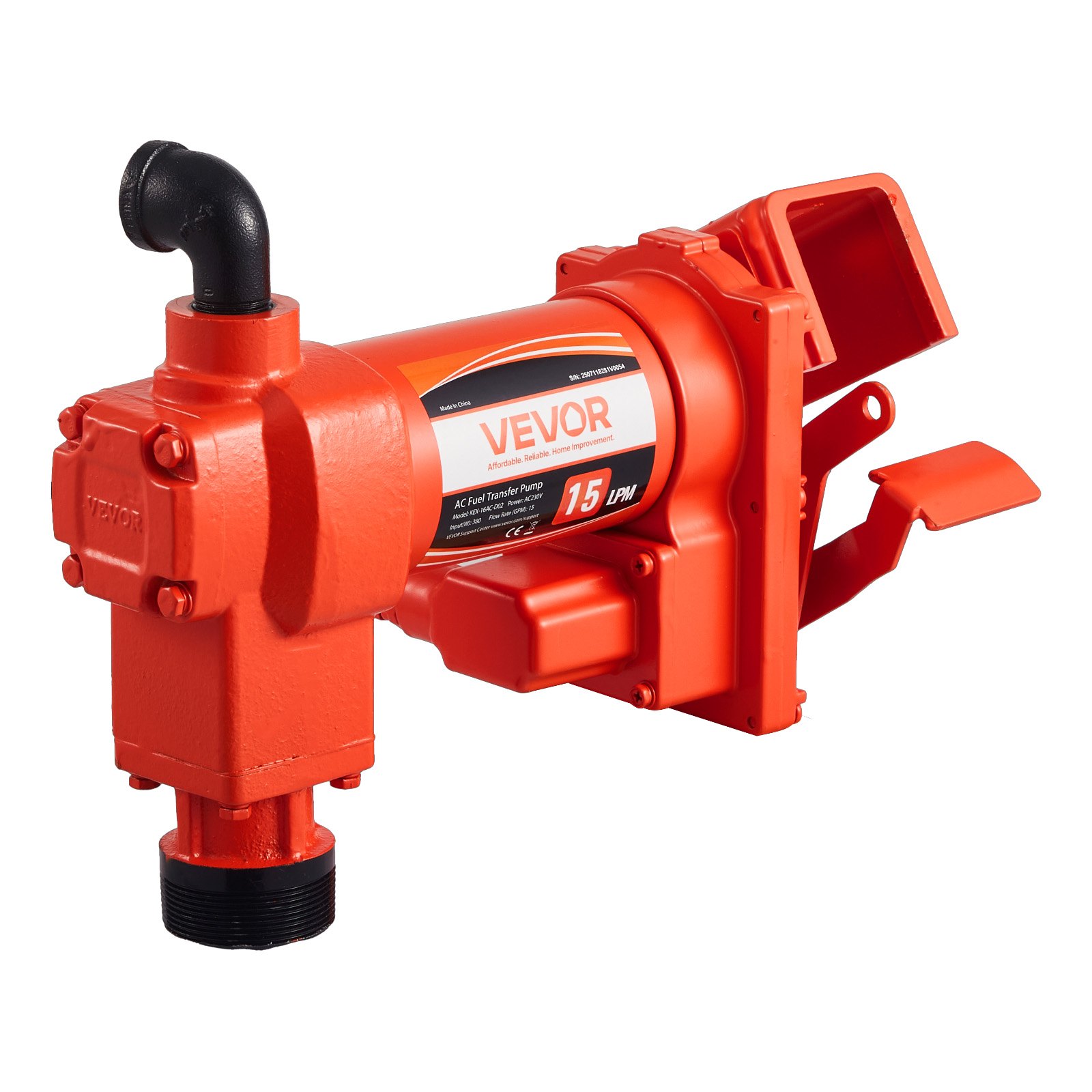 VEVOR Fuel Transfer Pump 230V, 15 GPM 57 L/min, AC Electric Oil Transfer Pump, with Auto Shut-Off Fuel Nozzle & Discharge Hose, High Flow Kit for Gasoline, Diesel, Kerosene, Biodiesel, Ethanol Blends