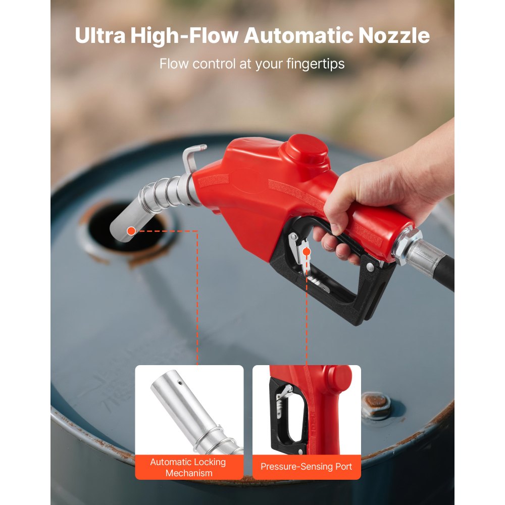 VEVOR Fuel Transfer Pump 230V, 20 GPM 76 L/min, AC Electric Oil Transfer Pump, with Auto Shut-Off Fuel Nozzle & Discharge Hose, High Flow Kit for Gasoline, Diesel, Kerosene, Biodiesel, Ethanol Blends