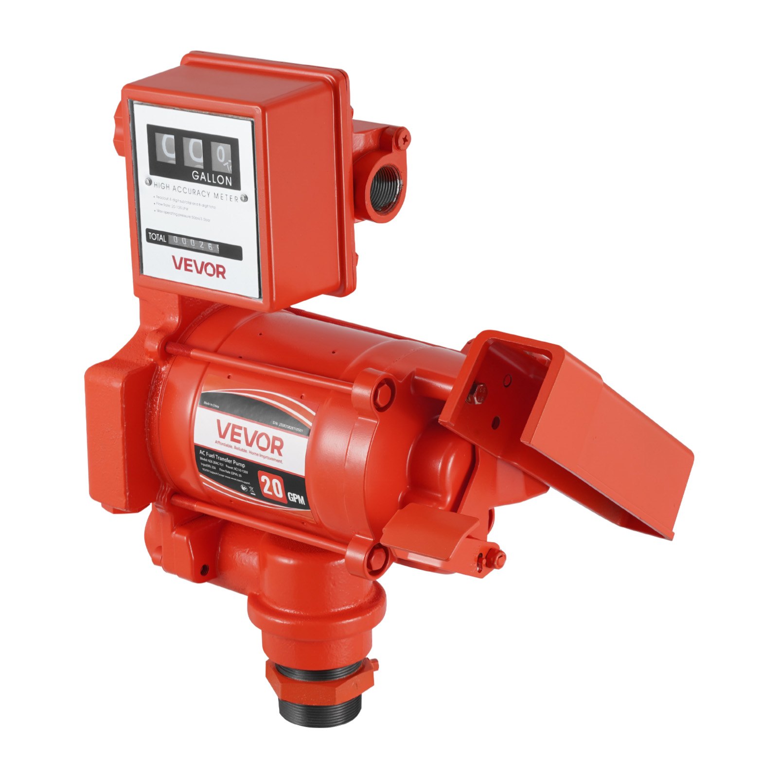 VEVOR Fuel Transfer Pump 110V, 20 GPM 76 L/min, AC Electric Oil Transfer Pump, with Meter, Auto Shut-Off Fuel Nozzle & Discharge Hose, High Flow for Gasoline, Diesel, Kerosene, Biodiesel, Ethanol