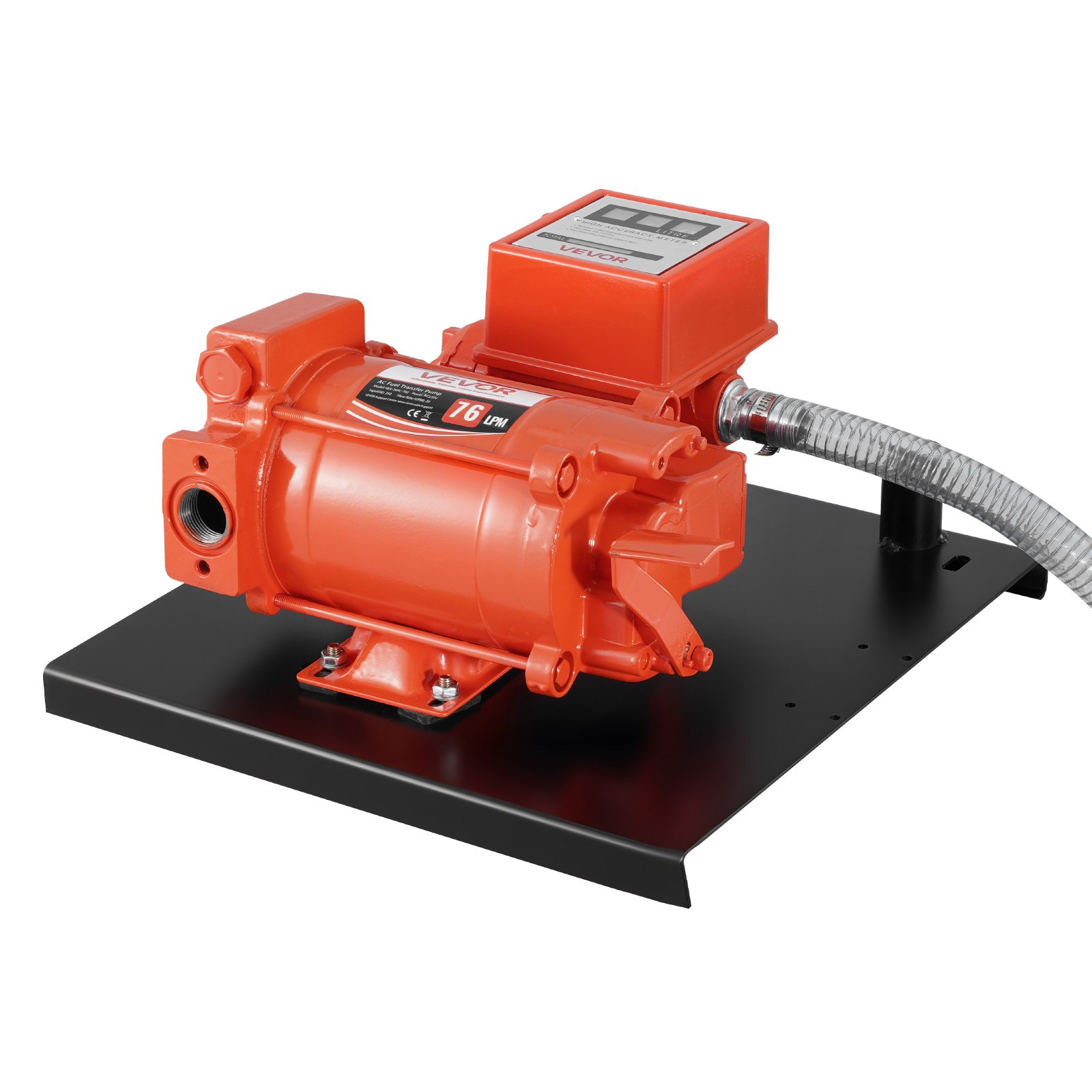 VEVOR Fuel Transfer Pump 230V, 20 GPM 76 L/min, AC Electric Oil Transfer Pump, with Meter, Auto Shut-Off Fuel Nozzle & Discharge Hose, High Flow for Gasoline, Diesel, Kerosene, Biodiesel, Ethanol