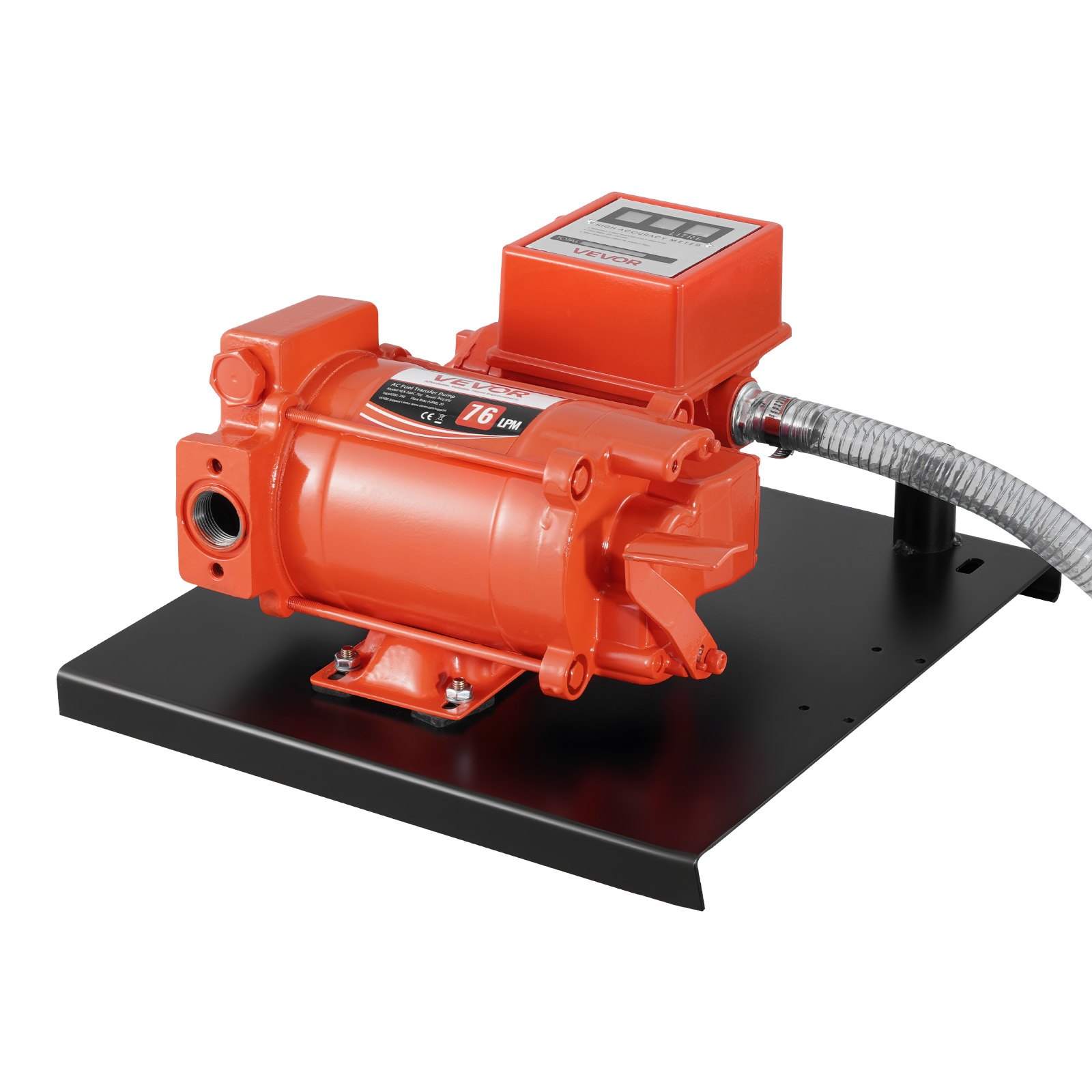 VEVOR Fuel Transfer Pump 230V, 20 GPM 76 L/min, AC Electric Oil Transfer Pump, with Meter, Auto Shut-Off Fuel Nozzle & Discharge Hose, High Flow for Gasoline, Diesel, Kerosene, Biodiesel, Ethanol