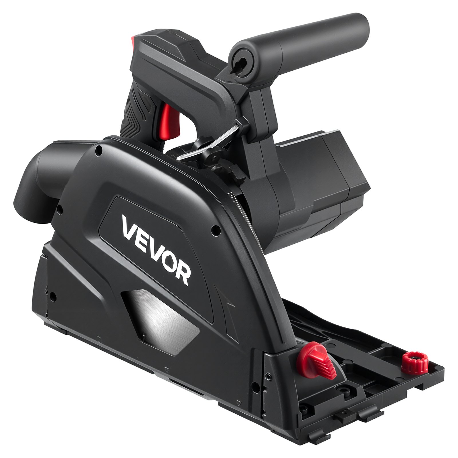 VEVOR Track Saw, 165.1 mm, Plunge-Cut Circular Saw Kit, Tracksaw with 48-Tooth Carbide-Tipped Blade, 0-45° Angle Adjustment, 55 mm Cutting Depth, for Wood, Plastic, Guide Rail Not Included, Black