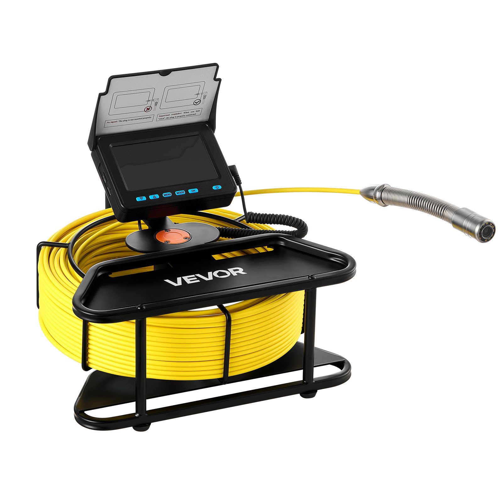 VEVOR Sewer Camera, 50m, Self-Leveling Drain Inspection Camera with 1080P HD Screen, IP68 Waterproof Snake Plumbing Cameras with Lights - 12 LEDs & 16GB Card for Sewer Line Duct Pipe