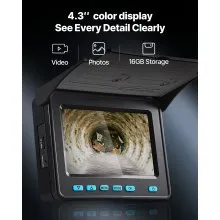 VEVOR Sewer Camera 164ft 4.3-inch Drain Inspection Camera IP68 Waterproof 6 LEDS