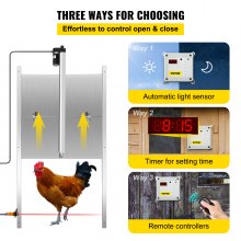 VEVOR Automatic Chicken Coop Door, Timer and Light Sensor Chicken Door Opener, 12V 66W Chicken Coop Door, Electric Poultry Door Opener Kit with Infrared Sensor, Auto Chicken Door with 2 Remotes