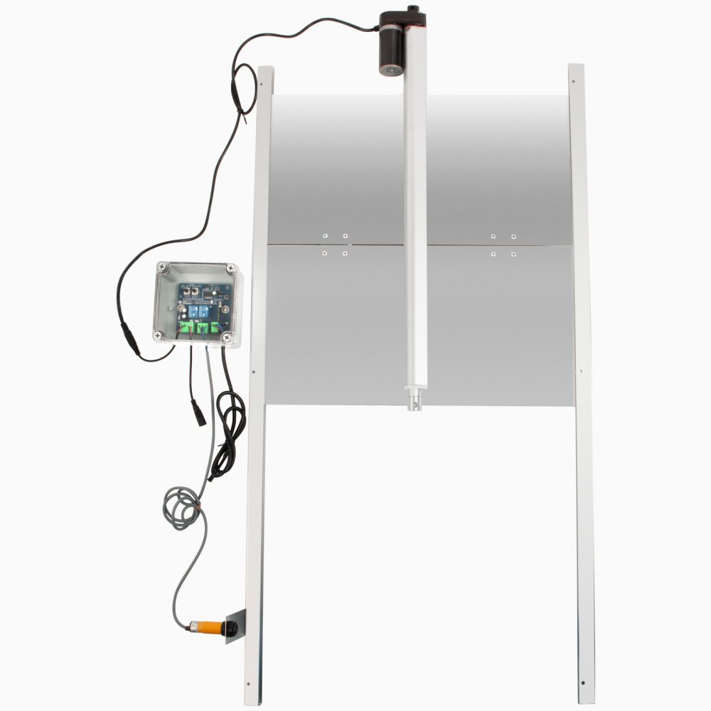 VEVOR Automatic Door Kits, 20.4"x37.7", W/Light Sensor Electric Poultry Coop Opening Motor, with Infrared Induction to Avoid Chicken, Duck, Goose from Crushed, Silver