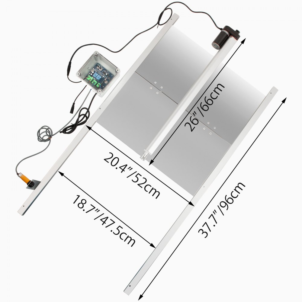 VEVOR Automatic Door Kits, 20.4"x37.7", W/Light Sensor Electric Poultry Coop Opening Motor, with Infrared Induction to Avoid Chicken, Duck, Goose from Crushed, Silver