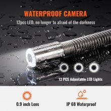 VEVOR Sewer Camera, 300 ft/91.5 m, 9" Screen Pipeline Inspection Camera with DVR Function, Waterproof IP68 Camera w/12 Adjustable LEDs, w/a 16G SD Card, for Sewer Line, Home, Duct Drain Pipe Plumbing