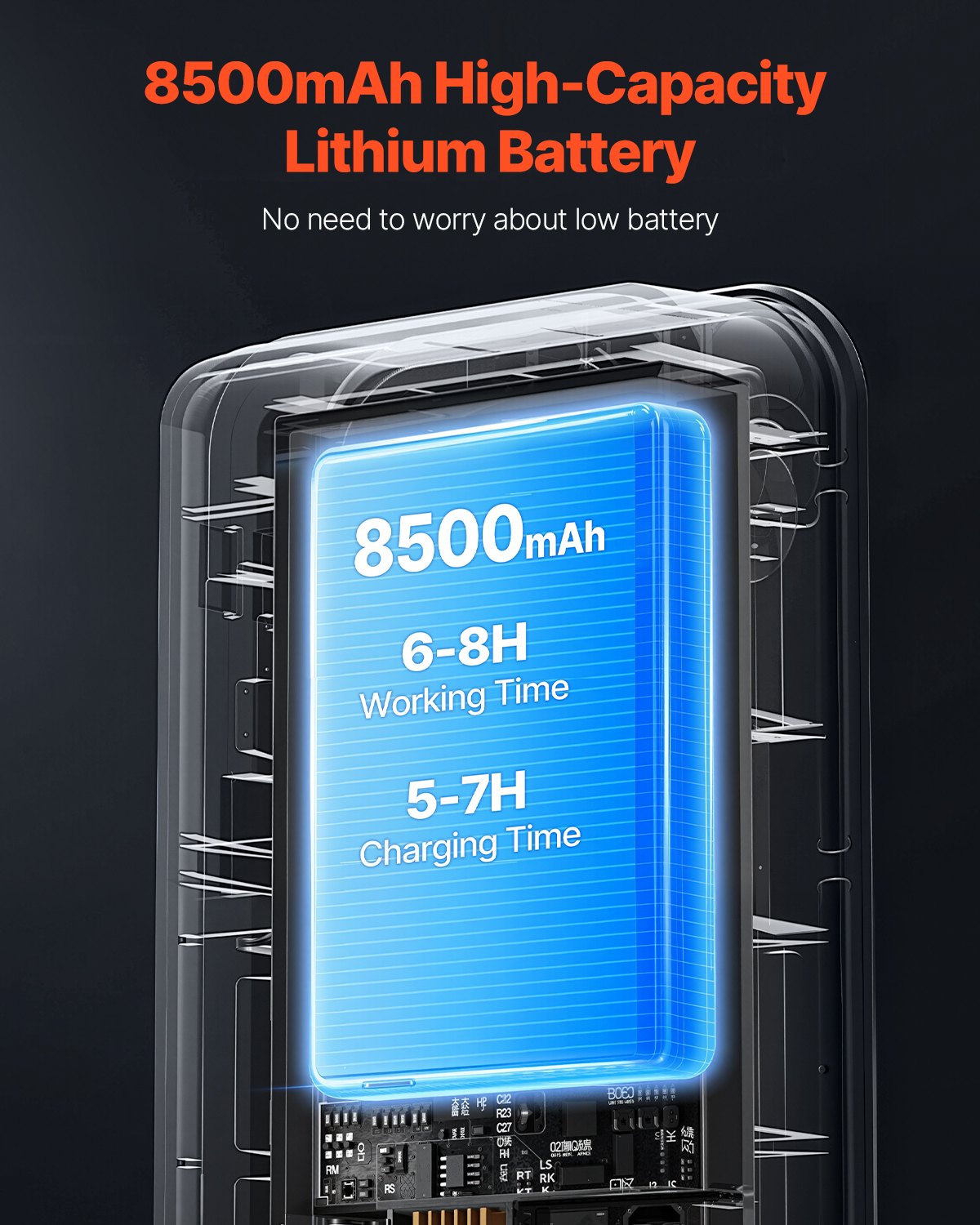 Kanalizační kamera VEVOR, 50 m, 4,3palcová inspekční kamera pro odpady se světly - 6 nastavitelných LED diod, 16GB karta, 3x zoom a vysokokapacitní baterie 8500 mAh, vodotěsná instalatérská kamera s krytím IP68 pro kanalizační potrubí