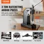 VEVOR Arbor Press, 3 Ton Ratchet Type Arbor Press, Ratchet Leverage Arbor Press with Handwheel, 30.99" Maximum Height, Cast Iron Manual Desktop Punch Press, for Stamping, Bending, Stretching, Forming