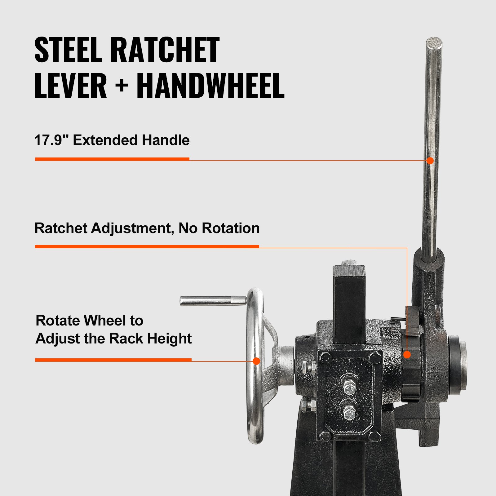 VEVOR Arbor Press, 3 Ton Ratchet Type Arbor Press, Ratchet Leverage Arbor Press with Handwheel, 12.2" Maximum Height, Cast Iron Manual Desktop Punch Press, for Stamping, Bending, Stretching, Forming
