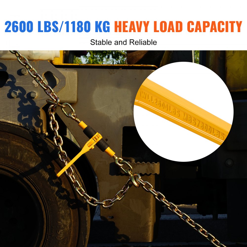 VEVOR Ratchet Chain Binders, 1/4"-5/16", 2600 lbs Safe Working Load, 2 Pack Load Binder with 2 Grab Hooks, Tie Downs for Transport Chain, Heavy Duty Tow Chain Ratchet Binders for Flatbed Truck Trailer