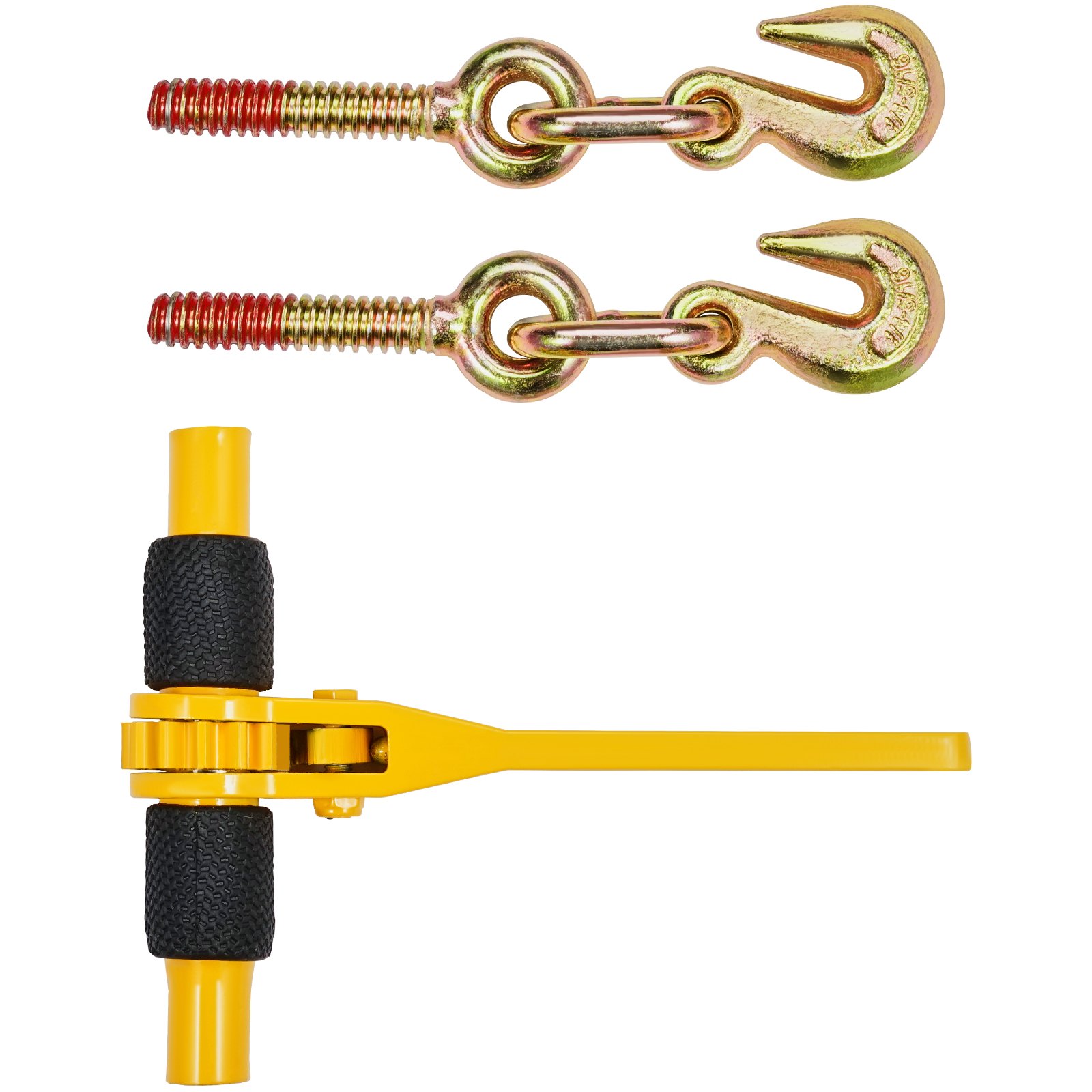 VEVOR Ratchet Chain Binders, 1/4"-5/16", 2600 lbs Safe Working Load, 2 Pack Load Binder with 2 Grab Hooks, Tie Downs for Transport Chain, Heavy Duty Tow Chain Ratchet Binders for Flatbed Truck Trailer
