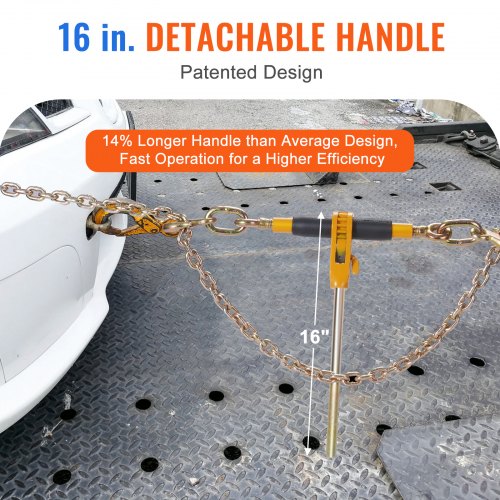VEVOR Ratchet Chain Binder, 4PCS 3/8"-1/2" Heavy Duty Load Binders, with G80 Hooks 12000 lbs Secure Load Limit, Labor-saving Anti-skid Handle, Tie Down Hauling Chain Binders for Flatbed Truck Trailer