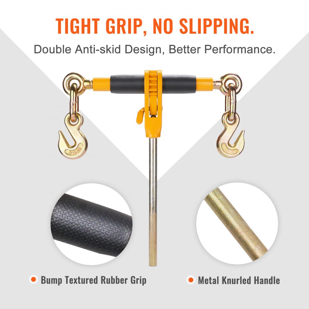 VEVOR Spärrkedjebindare, 3/8"-1/2" Heavy Duty lastbindare, med G80-krokar 12000 lbs Säker lastgräns, arbetsbesparande antisladdhandtag, bindning av dragkedjebindare för lastbilssläp med flak, 4 st.